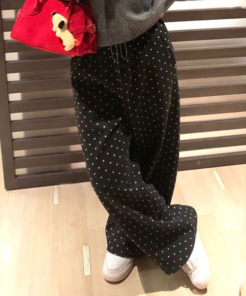 GLAMOROUS JANE（グラマラスジェーン）の「ドット柄ジャガードスウェットパンツ（スウェットパンツ・レディース・ブラック/グレー・L/M）」の3枚目の写真