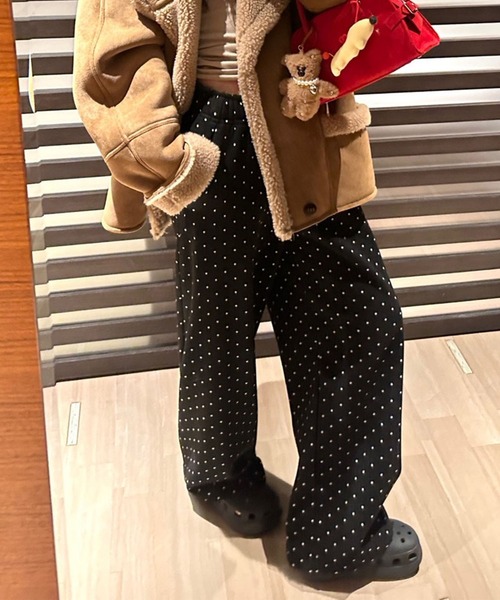 GLAMOROUS JANE（グラマラスジェーン）の「ドット柄ジャガードスウェットパンツ（スウェットパンツ・レディース・ブラック/グレー・L/M）」の4枚目の写真
