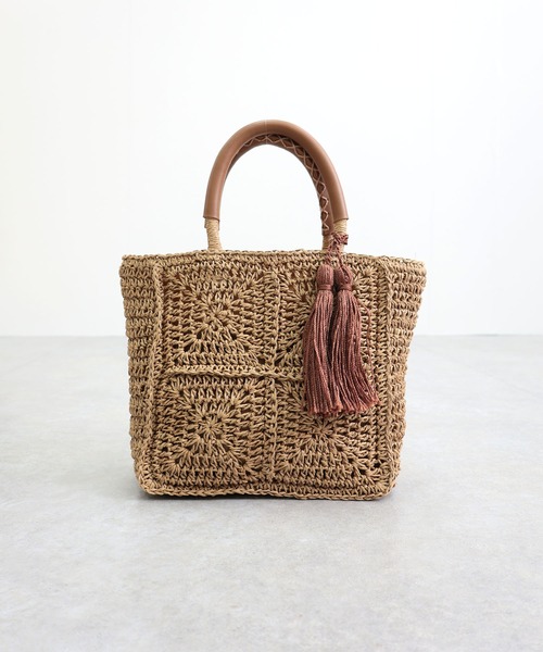 T・S・L(ティーエスエル)の「スクエアトートバッグ(かごバッグ・レディース・サックスブルー/モカ/ベージュ・FREE)」の4枚目の写真