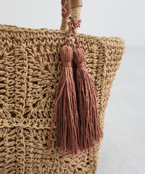 T・S・L(ティーエスエル)の「スクエアトートバッグ(かごバッグ・レディース・サックスブルー/モカ/ベージュ・FREE)」の5枚目の写真