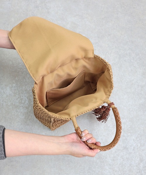 T・S・L(ティーエスエル)の「スクエアトートバッグ(かごバッグ・レディース・サックスブルー/モカ/ベージュ・FREE)」の8枚目の写真