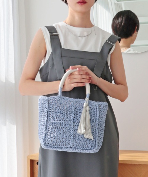 T・S・L(ティーエスエル)の「スクエアトートバッグ(かごバッグ・レディース・サックスブルー/モカ/ベージュ・FREE)」の20枚目の写真