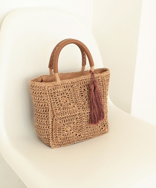 T・S・L(ティーエスエル)の「スクエアトートバッグ(かごバッグ・レディース・サックスブルー/モカ/ベージュ・FREE)」の18枚目の写真