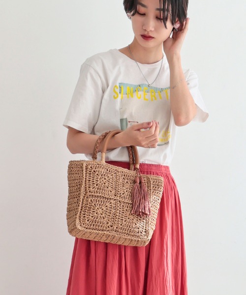 T・S・L(ティーエスエル)の「スクエアトートバッグ(かごバッグ・レディース・サックスブルー/モカ/ベージュ・FREE)」の16枚目の写真