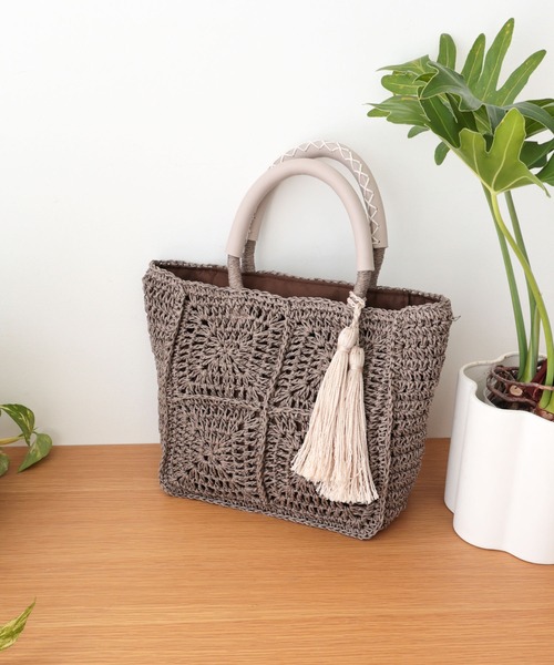 T・S・L(ティーエスエル)の「スクエアトートバッグ(かごバッグ・レディース・サックスブルー/モカ/ベージュ・FREE)」の14枚目の写真