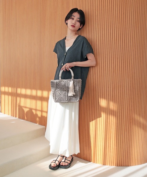 T・S・L(ティーエスエル)の「スクエアトートバッグ(かごバッグ・レディース・サックスブルー/モカ/ベージュ・FREE)」の13枚目の写真