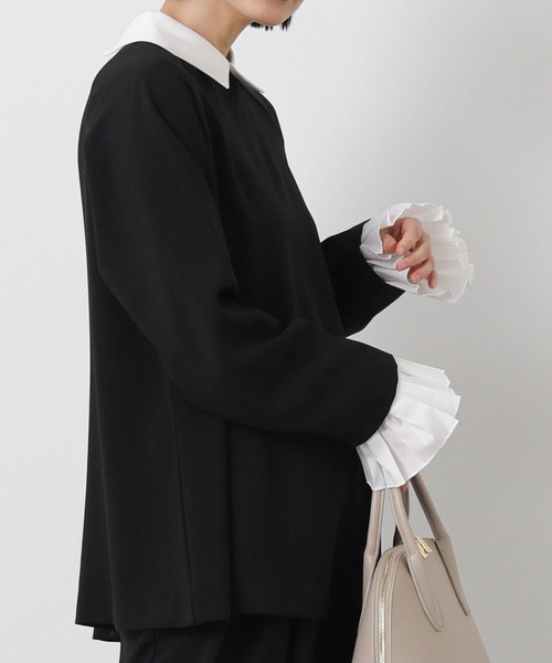 margaux（マルゴー）の「襟付きカフスＳＥＴブラウス（シャツ/ブラウス・レディース・ブラック/ライトグレー・FREE）」の11枚目の写真