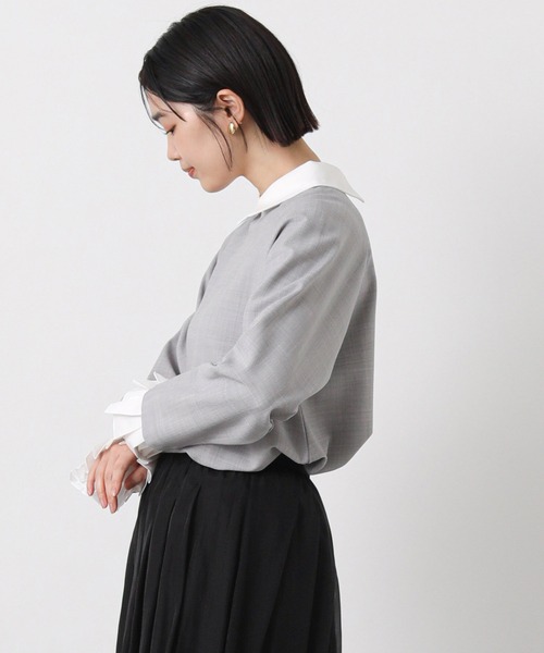 margaux（マルゴー）の「襟付きカフスＳＥＴブラウス（シャツ/ブラウス・レディース・ブラック/ライトグレー・FREE）」の17枚目の写真