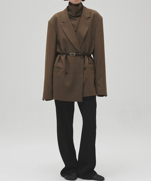 TODAYFUL(トゥデイフル)の「Twill Double Jacket(テーラードジャケット・レディース・ブルー系その他/グレイッシュベージュ/ブラック・38inch/36inch)」の4枚目の写真