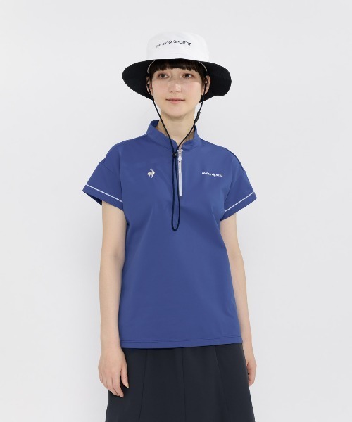 le coq sportif GOLF(ルコックスポルティフゴルフ)の「【ワイドシルエット】ハーフジップ半袖シャツ(Tシャツ/カットソー・レディース・ホワイト/ピンク/ブルー/ブラック・3L/XL/L/M/S)」の3枚目の写真