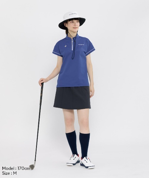 le coq sportif GOLF(ルコックスポルティフゴルフ)の「【ワイドシルエット】ハーフジップ半袖シャツ(Tシャツ/カットソー・レディース・ホワイト/ピンク/ブルー/ブラック・3L/XL/L/M/S)」の8枚目の写真