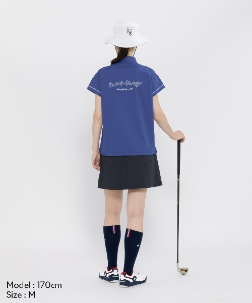 le coq sportif GOLF(ルコックスポルティフゴルフ)の「【ワイドシルエット】ハーフジップ半袖シャツ(Tシャツ/カットソー・レディース・ホワイト/ピンク/ブルー/ブラック・3L/XL/L/M/S)」の9枚目の写真