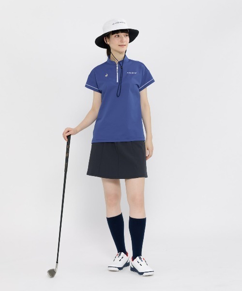 le coq sportif GOLF(ルコックスポルティフゴルフ)の「【ワイドシルエット】ハーフジップ半袖シャツ(Tシャツ/カットソー・レディース・ホワイト/ピンク/ブルー/ブラック・3L/XL/L/M/S)」の10枚目の写真