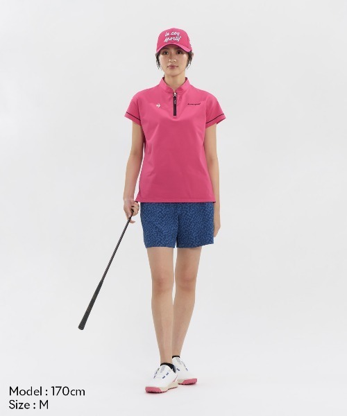 le coq sportif GOLF(ルコックスポルティフゴルフ)の「【ワイドシルエット】ハーフジップ半袖シャツ(Tシャツ/カットソー・レディース・ホワイト/ピンク/ブルー/ブラック・3L/XL/L/M/S)」の13枚目の写真