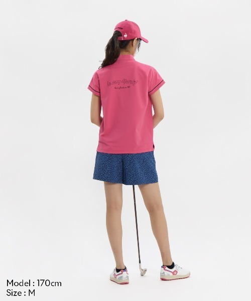le coq sportif GOLF(ルコックスポルティフゴルフ)の「【ワイドシルエット】ハーフジップ半袖シャツ(Tシャツ/カットソー・レディース・ホワイト/ピンク/ブルー/ブラック・3L/XL/L/M/S)」の14枚目の写真