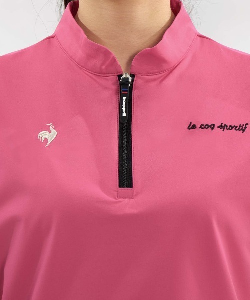 le coq sportif GOLF(ルコックスポルティフゴルフ)の「【ワイドシルエット】ハーフジップ半袖シャツ(Tシャツ/カットソー・レディース・ホワイト/ピンク/ブルー/ブラック・3L/XL/L/M/S)」の15枚目の写真