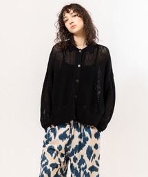 OSMOSIS | ポロカラーメッシュニットカーディガン(ニット/セーター)