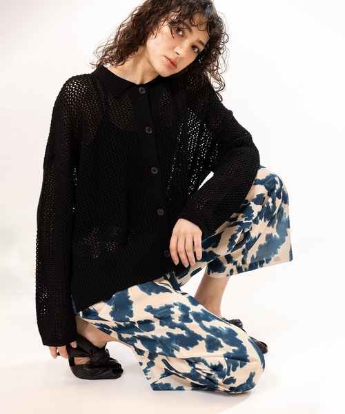 OSMOSIS（オズモーシス）の「ポロカラーメッシュニットカーディガン（ニット/セーター・レディース・レッド/ホワイト/ブラック・ONE SIZE）」の18枚目の写真