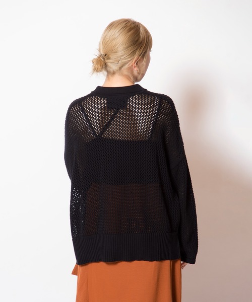 OSMOSIS（オズモーシス）の「ポロカラーメッシュニットカーディガン（ニット/セーター・レディース・レッド/ホワイト/ブラック・ONE SIZE）」の22枚目の写真