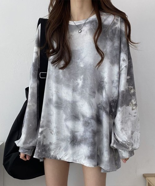 Flugge(フラッジー)の「タイダイ柄オーバーロンT(Tシャツ/カットソー・レディース・グレー・LARGE/MEDIUM)」の1枚目の写真