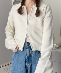 merrylatte | Wジップ ポロニット カーディガン【NOUA】(カーディガン/ボレロ)
