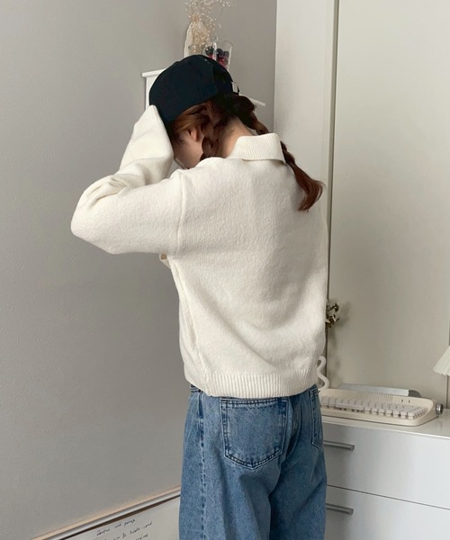 merrylatte(メリーラテ)の「Wジップ ポロニット カーディガン【NOUA】(カーディガン/ボレロ・レディース・ネイビー/グレー/ブルー/アイボリー・FREE)」の10枚目の写真