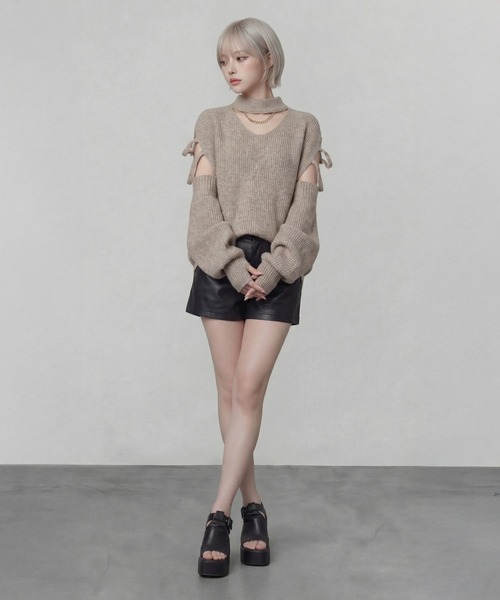 DURAS（デュラス）の「アームカバー+スリーブレスニットトップ（ニット/セーター・レディース・グレー/ホワイト/ベージュ・FREE）」の19枚目の写真