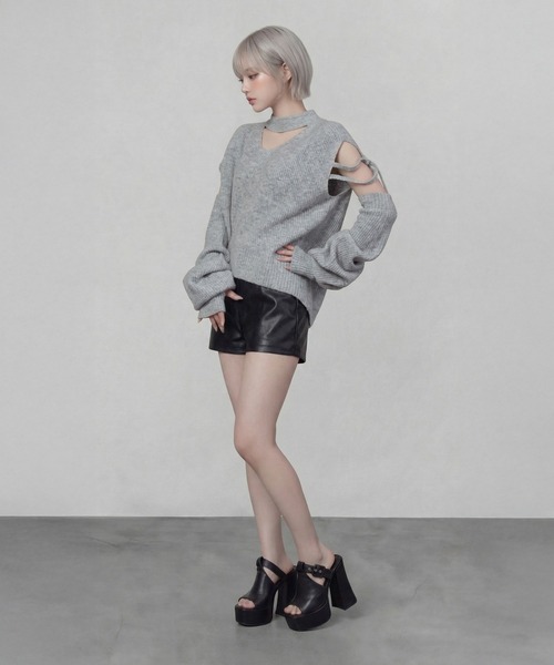 DURAS(デュラス)の「アームカバー+スリーブレスニットトップ(ニット/セーター・レディース・グレー/ホワイト/ベージュ・FREE)」の8枚目の写真