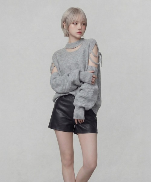 DURAS(デュラス)の「アームカバー+スリーブレスニットトップ(ニット/セーター・レディース・グレー/ホワイト/ベージュ・FREE)」の6枚目の写真