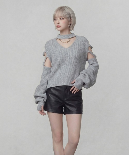 DURAS(デュラス)の「アームカバー+スリーブレスニットトップ(ニット/セーター・レディース・グレー/ホワイト/ベージュ・FREE)」の5枚目の写真