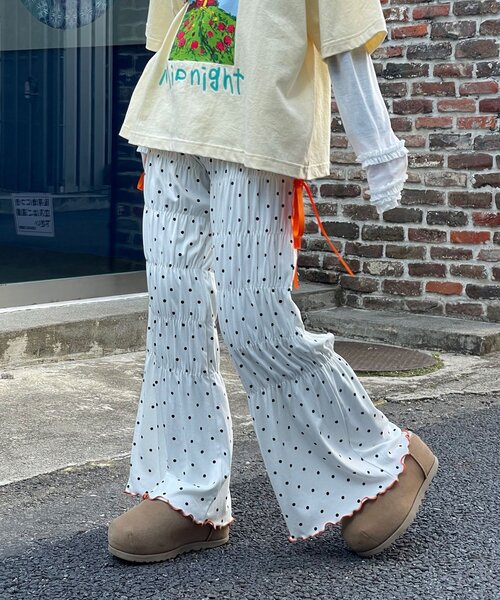 HELLO.SANFRANCISCO(ハローサンフランシスコ)の「【HELLO.SANFRANCISCO/ハローサンフランシスコ】ドット柄シャーリングパンツ(その他パンツ・レディース・ブラック/ホワイト・MEDIUM/SMALL)」の6枚目の写真