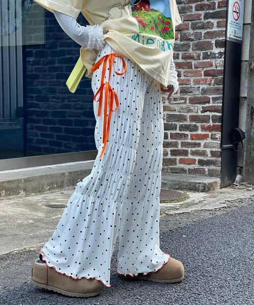 HELLO.SANFRANCISCO(ハローサンフランシスコ)の「【HELLO.SANFRANCISCO/ハローサンフランシスコ】ドット柄シャーリングパンツ(その他パンツ・レディース・ブラック/ホワイト・MEDIUM/SMALL)」の11枚目の写真