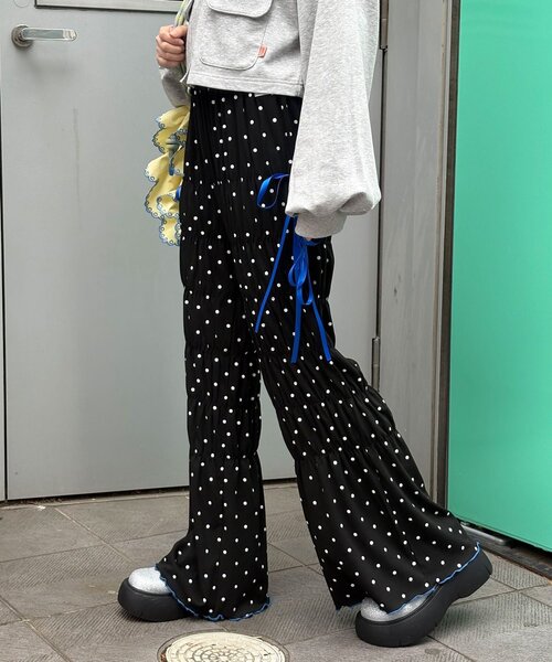 HELLO.SANFRANCISCO(ハローサンフランシスコ)の「【HELLO.SANFRANCISCO/ハローサンフランシスコ】ドット柄シャーリングパンツ(その他パンツ・レディース・ブラック/ホワイト・MEDIUM/SMALL)」の21枚目の写真