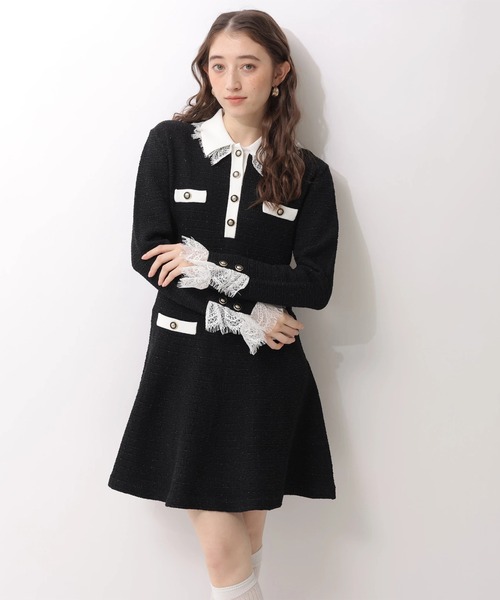 Rirandture（リランドチュール）の「ツィードポロカラーミニニットワンピース（ワンピース・レディース・グレー/ブラック/ライトブルー・1/2）」の7枚目の写真