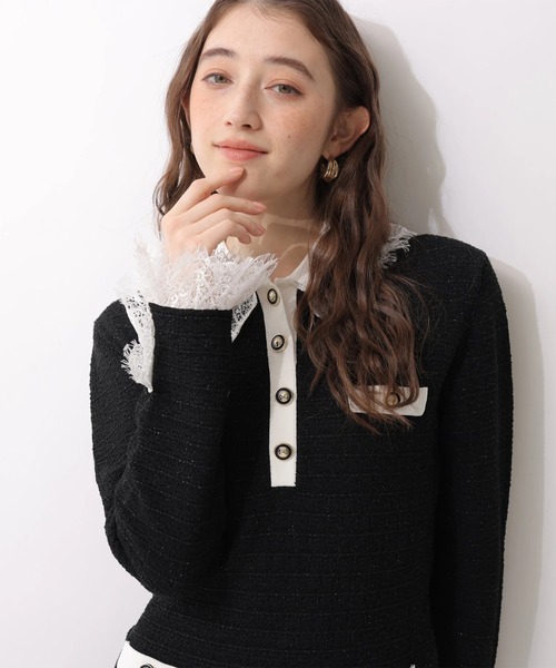 Rirandture（リランドチュール）の「ツィードポロカラーミニニットワンピース（ワンピース・レディース・グレー/ブラック/ライトブルー・1/2）」の8枚目の写真