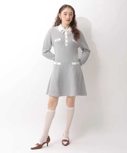 Rirandture（リランドチュール）の「ツィードポロカラーミニニットワンピース（ワンピース・レディース・グレー/ブラック/ライトブルー・1/2）」の11枚目の写真