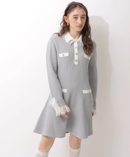 Rirandture（リランドチュール）の「ツィードポロカラーミニニットワンピース（ワンピース・レディース・グレー/ブラック/ライトブルー・1/2）」の14枚目の写真