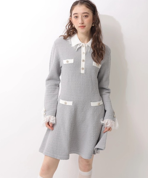 Rirandture（リランドチュール）の「ツィードポロカラーミニニットワンピース（ワンピース・レディース・グレー/ブラック/ライトブルー・1/2）」の15枚目の写真