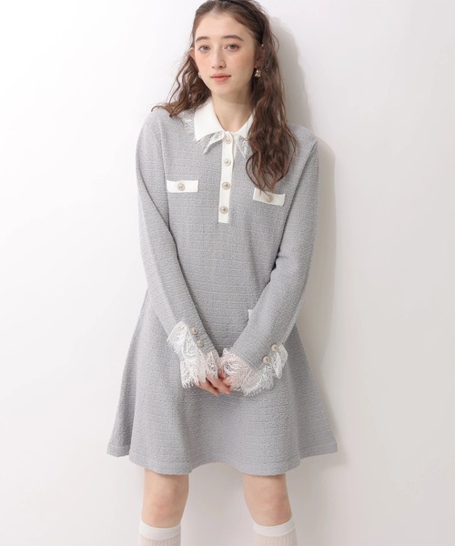 Rirandture（リランドチュール）の「ツィードポロカラーミニニットワンピース（ワンピース・レディース・グレー/ブラック/ライトブルー・1/2）」の17枚目の写真