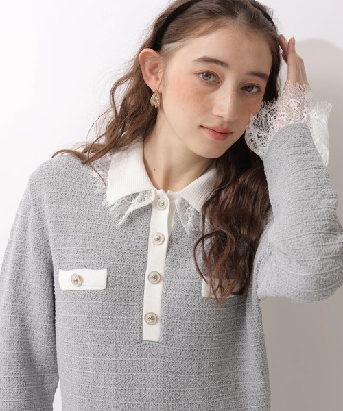 Rirandture（リランドチュール）の「ツィードポロカラーミニニットワンピース（ワンピース・レディース・グレー/ブラック/ライトブルー・1/2）」の18枚目の写真