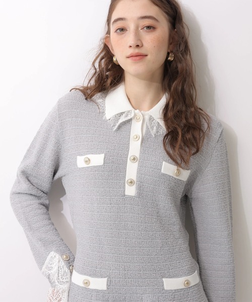 Rirandture（リランドチュール）の「ツィードポロカラーミニニットワンピース（ワンピース・レディース・グレー/ブラック/ライトブルー・1/2）」の19枚目の写真