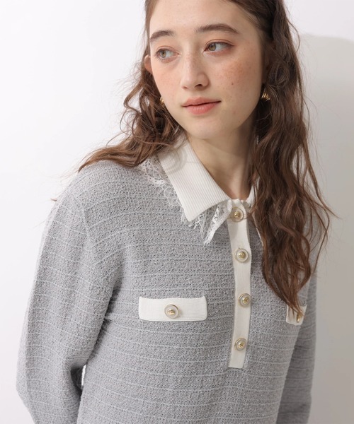 Rirandture（リランドチュール）の「ツィードポロカラーミニニットワンピース（ワンピース・レディース・グレー/ブラック/ライトブルー・1/2）」の20枚目の写真