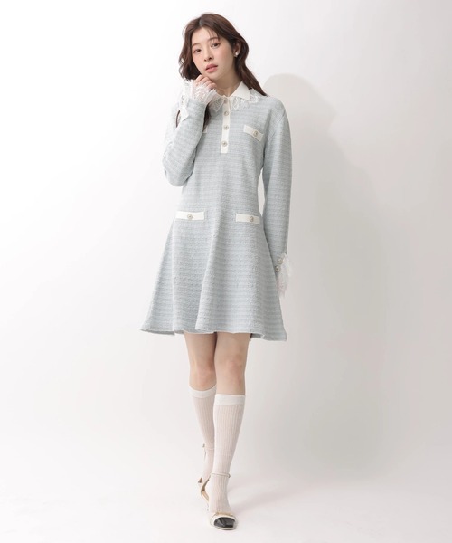 Rirandture（リランドチュール）の「ツィードポロカラーミニニットワンピース（ワンピース・レディース・グレー/ブラック/ライトブルー・1/2）」の21枚目の写真