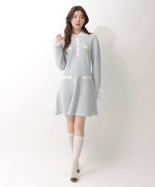 Rirandture（リランドチュール）の「ツィードポロカラーミニニットワンピース（ワンピース・レディース・グレー/ブラック/ライトブルー・1/2）」の22枚目の写真