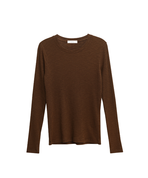 SLOWLOLLI(スローローリ)の「Calm rib basic tee_4 Colors(Tシャツ/カットソー・レディース・ブラック/ブラウン/Beige/Cream・FREE)」の2枚目の写真