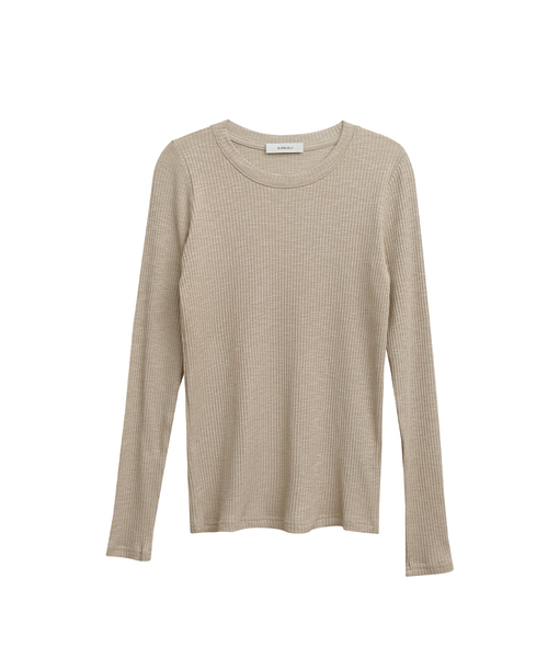 SLOWLOLLI(スローローリ)の「Calm rib basic tee_4 Colors(Tシャツ/カットソー・レディース・ブラック/ブラウン/Beige/Cream・FREE)」の3枚目の写真