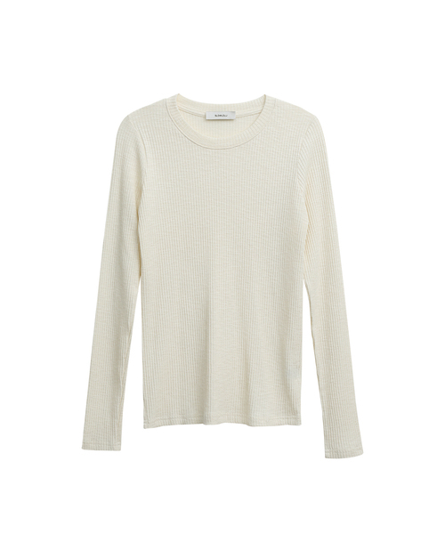 SLOWLOLLI(スローローリ)の「Calm rib basic tee_4 Colors(Tシャツ/カットソー・レディース・ブラック/ブラウン/Beige/Cream・FREE)」の4枚目の写真