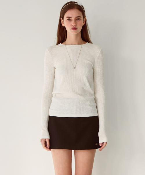 SLOWLOLLI(スローローリ)の「Calm rib basic tee_4 Colors(Tシャツ/カットソー・レディース・ブラック/ブラウン/Beige/Cream・FREE)」の7枚目の写真