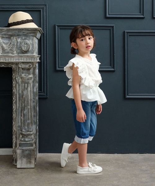 Rora(ローラ)の「ラピス ロールアップ ハーフパンツ(デニムパンツ・キッズ・ブルー・150cm/140cm/130cm/120cm/110cm)」の6枚目の写真