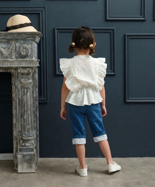 Rora(ローラ)の「ラピス ロールアップ ハーフパンツ(デニムパンツ・キッズ・ブルー・150cm/140cm/130cm/120cm/110cm)」の7枚目の写真